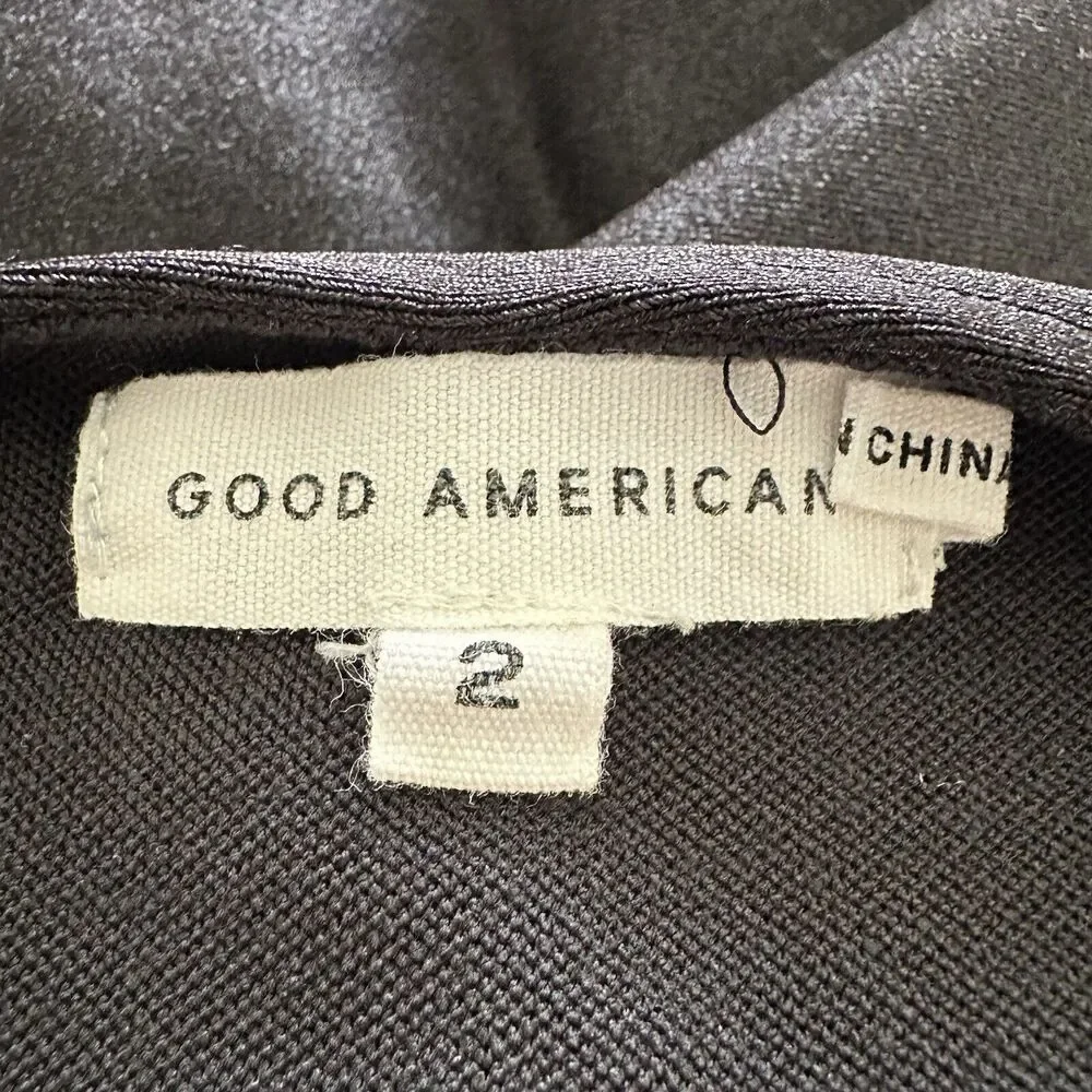Good American Women Black Scuba Modern Tank Square Neck Bodysuit Size 2 - Picture 6 of 8
